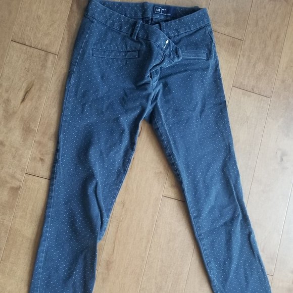 Gap Skinny Ankle Navy White Polka Dots Pants - Picture 2 of 3